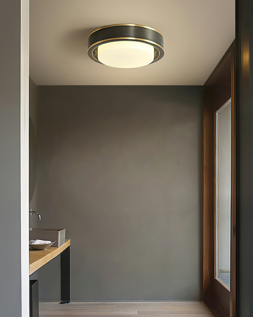 Wide Round Frosted Glass LED Flush Ceiling Light