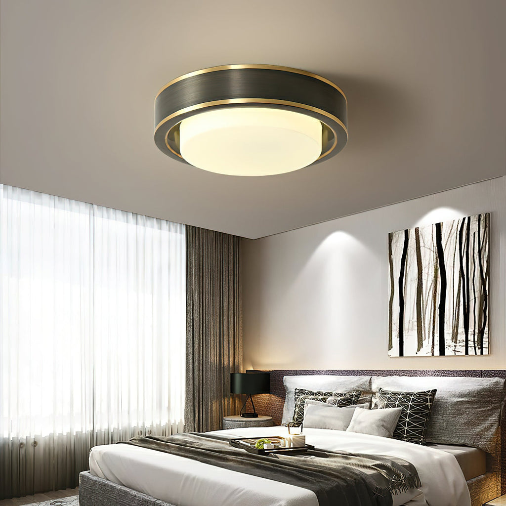 Wide Round Frosted Glass LED Flush Ceiling Light