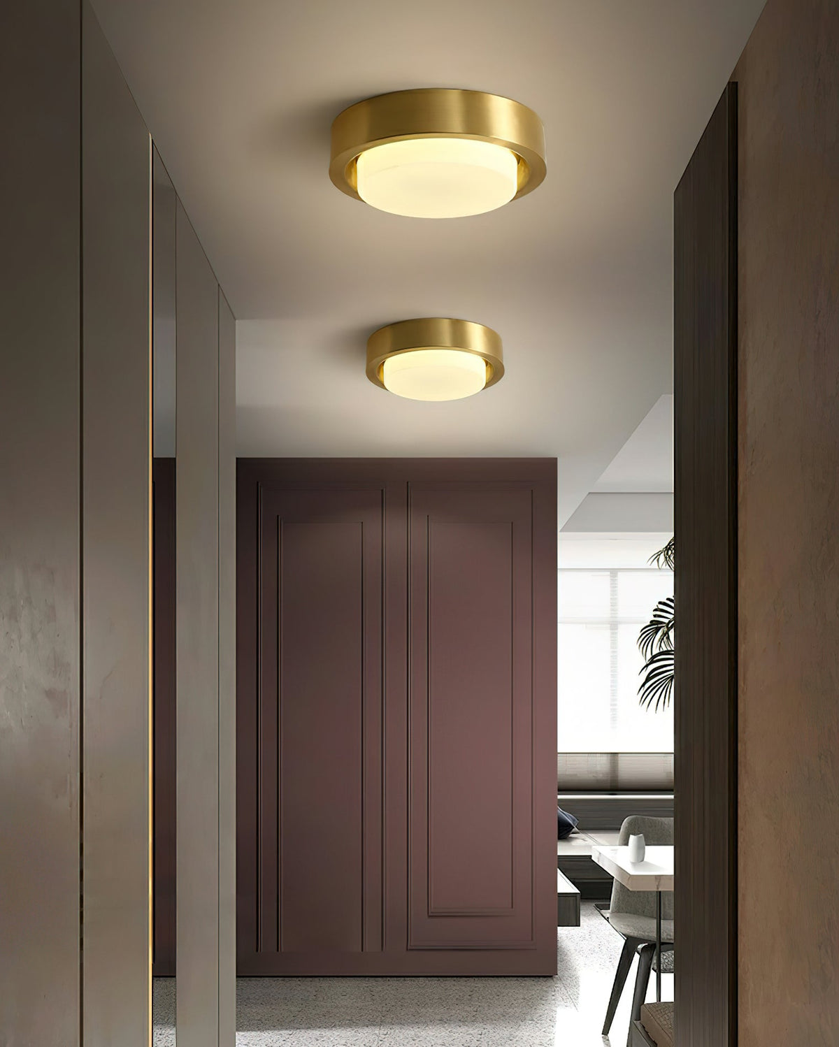 Wide Round Frosted Glass LED Flush Ceiling Light