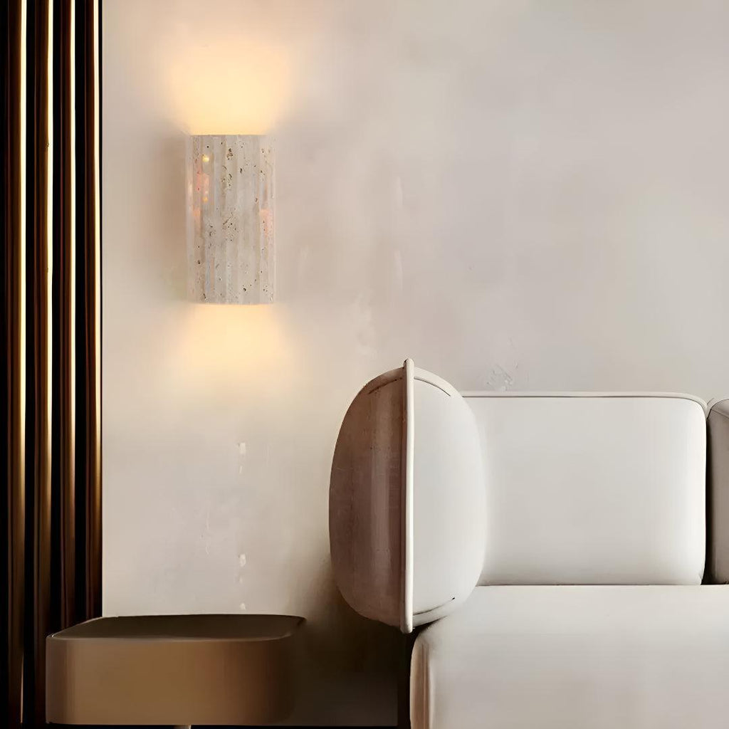 Natural Stone Wall Sconce Light With Warm LED Glow