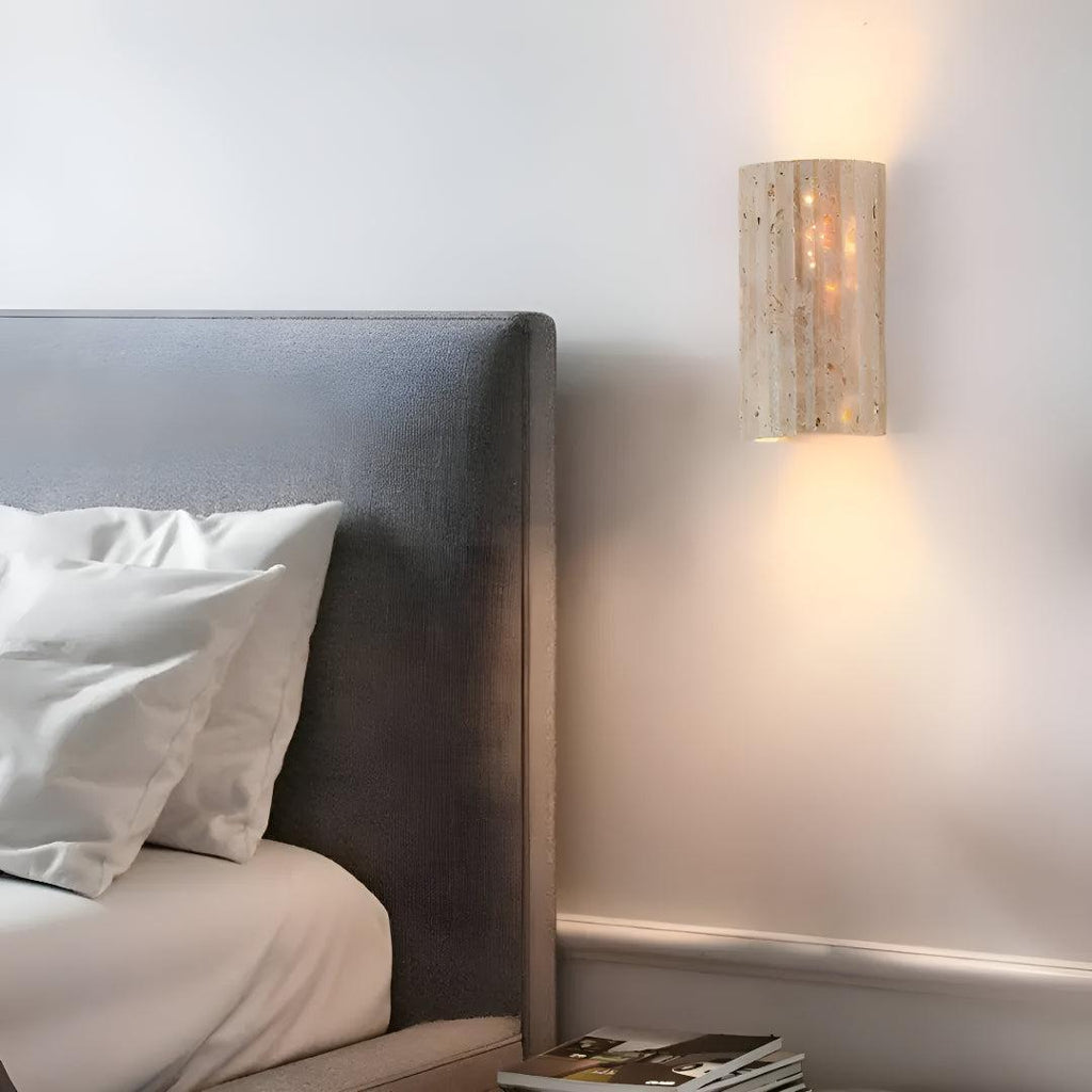 Natural Stone Wall Sconce Light With Warm LED Glow