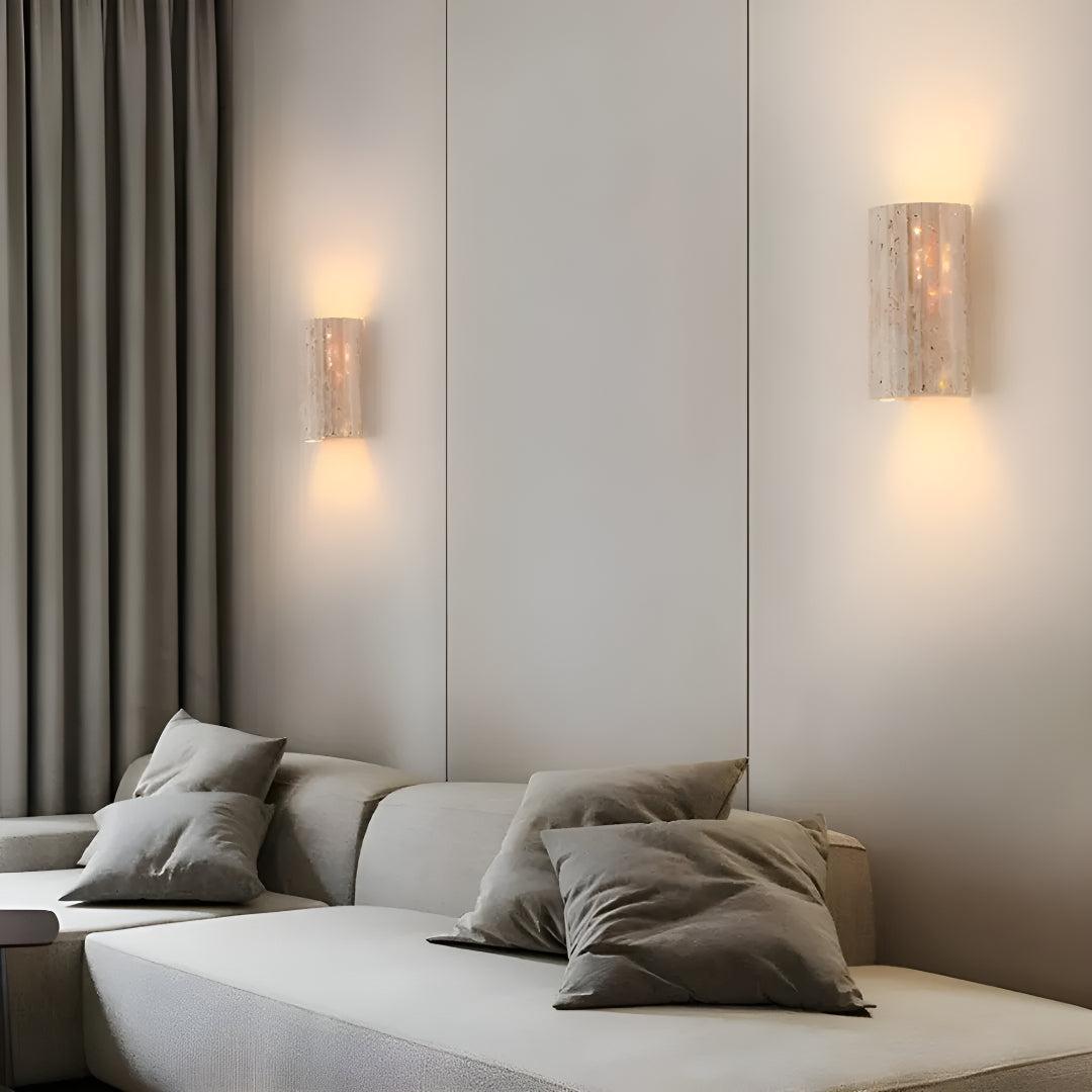 Natural Stone Wall Sconce Light With Warm LED Glow