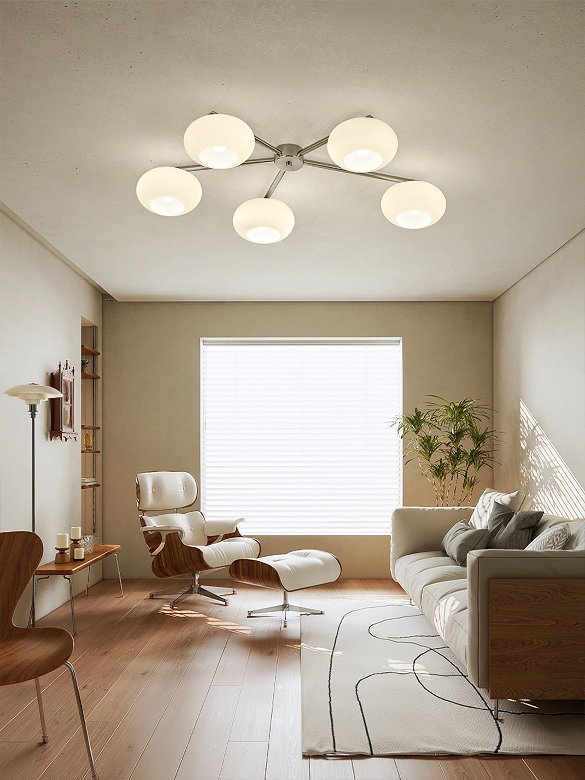 Branching Glass Globe Semi-Flush Ceiling Light