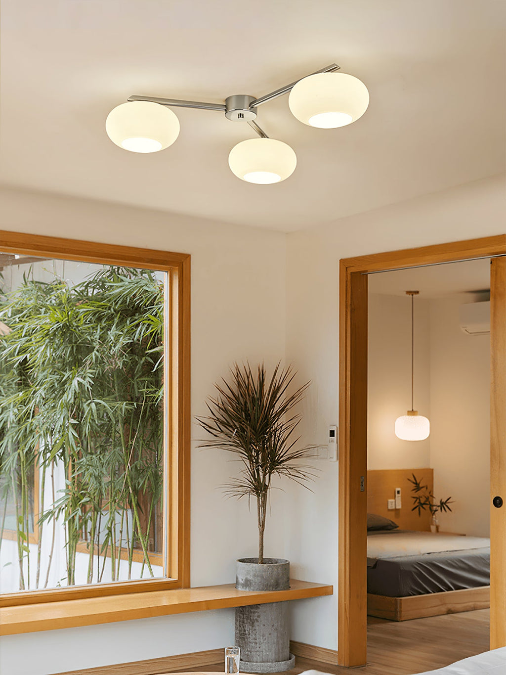 Branching Glass Globe Semi-Flush Ceiling Light