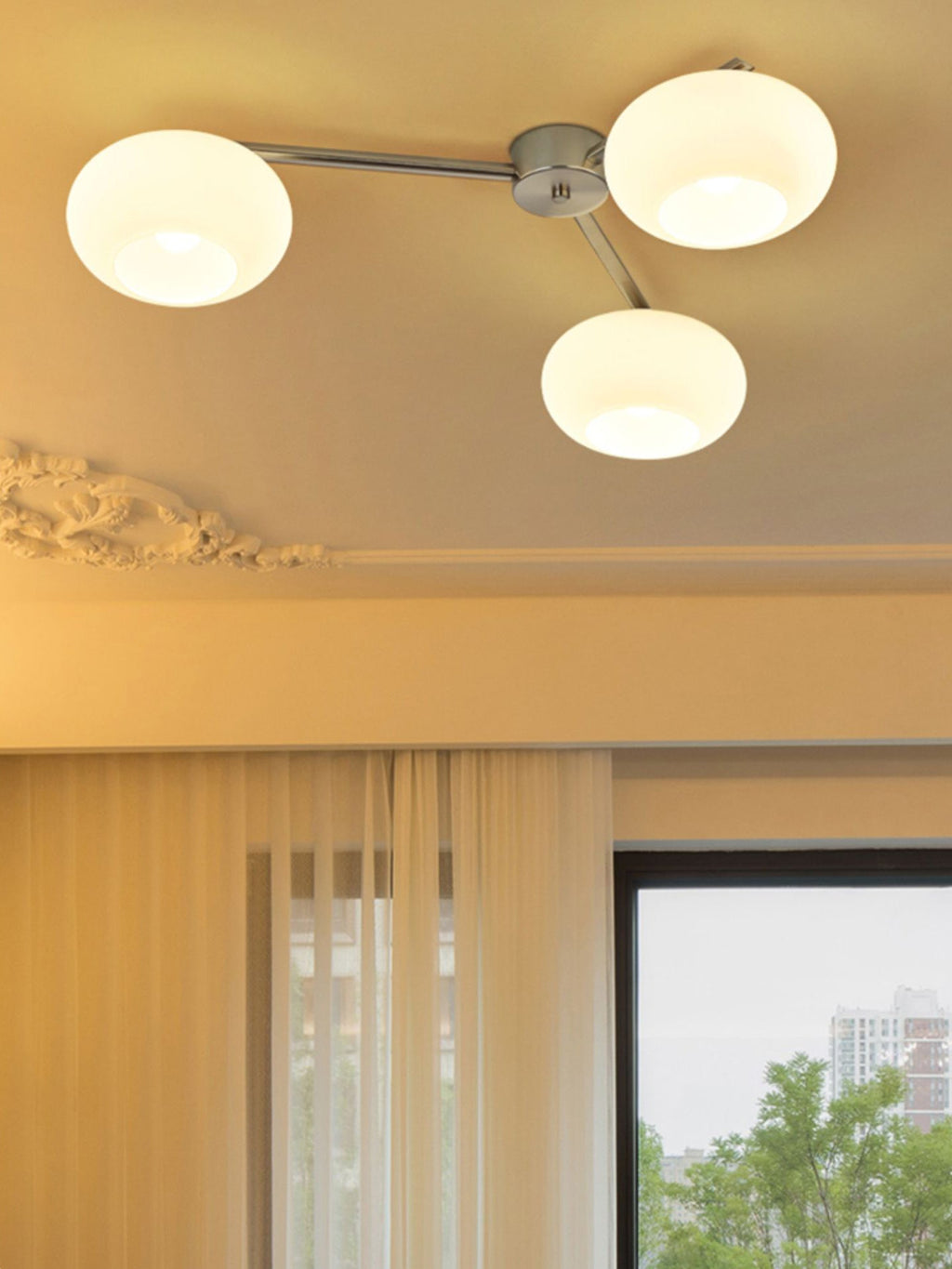 Branching Glass Globe Semi-Flush Ceiling Light