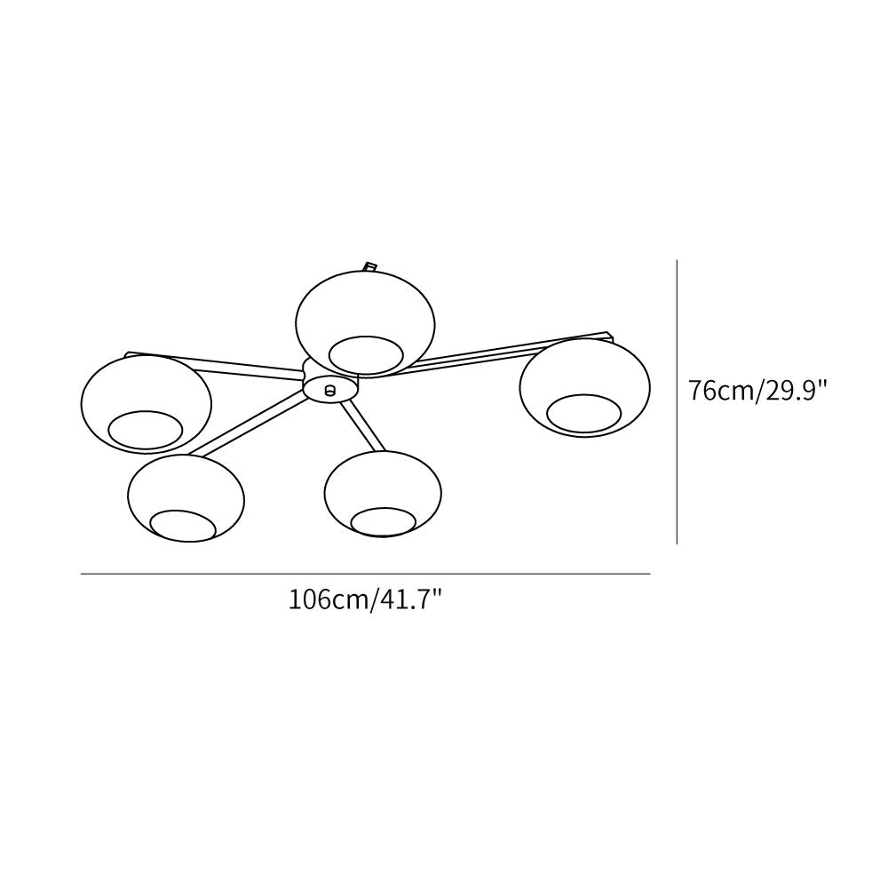 Branching Glass Globe Semi-Flush Ceiling Light