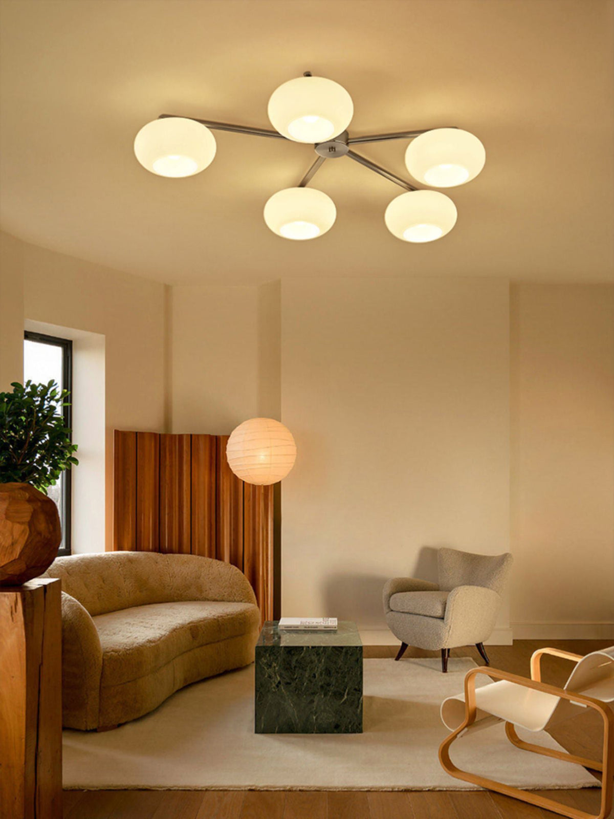Branching Glass Globe Semi-Flush Ceiling Light