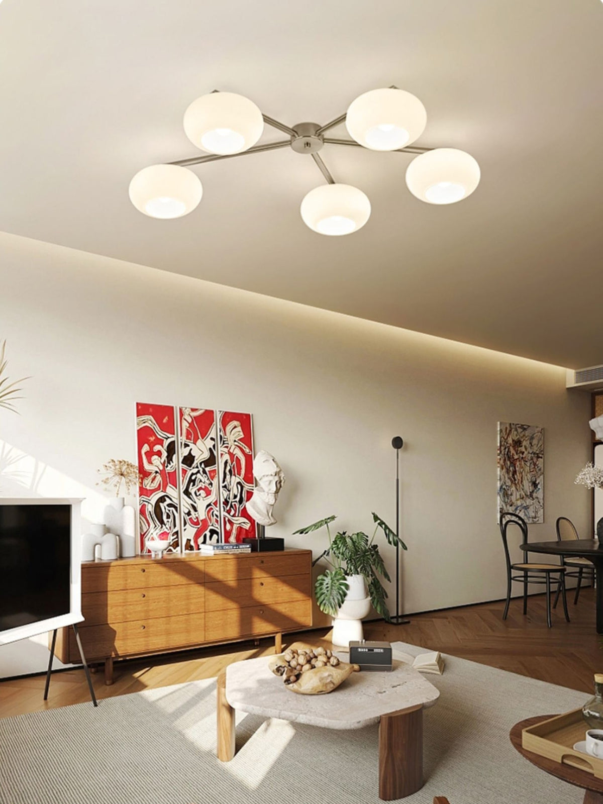 Branching Glass Globe Semi-Flush Ceiling Light