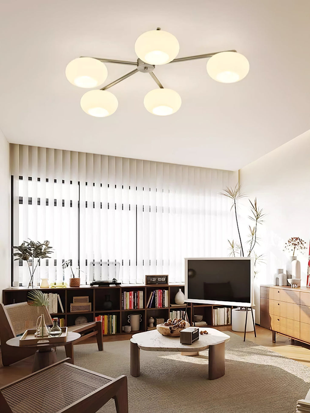 Branching Glass Globe Semi-Flush Ceiling Light