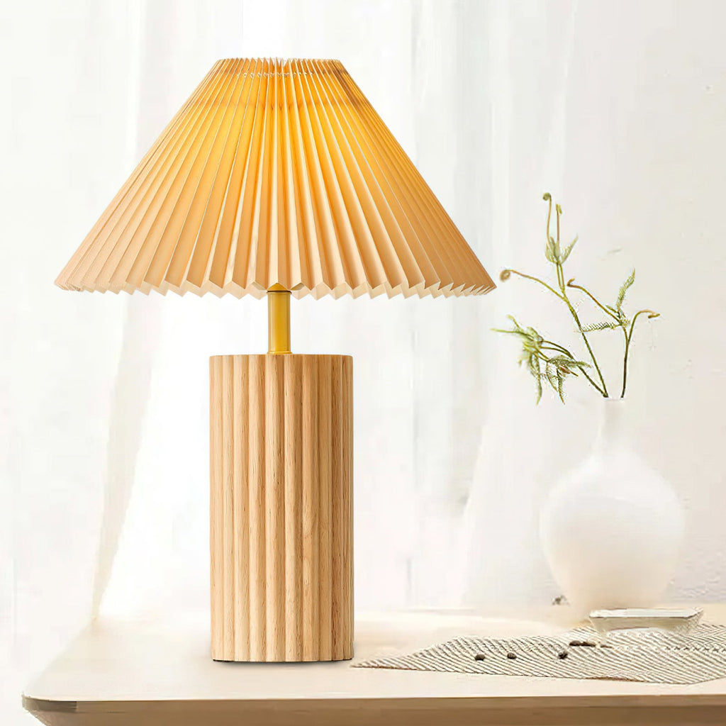 Ribbed Base Pleated Cone Table Lamp