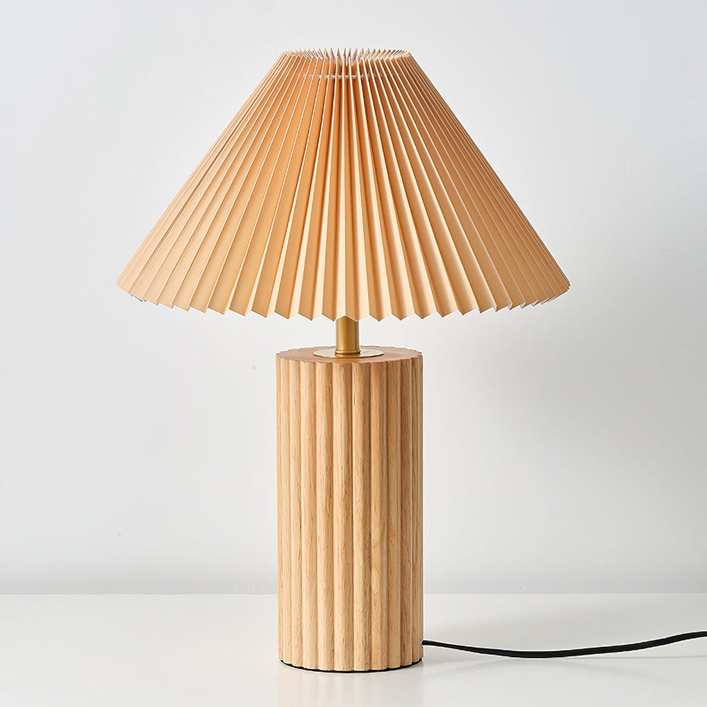 Ribbed Base Pleated Cone Table Lamp