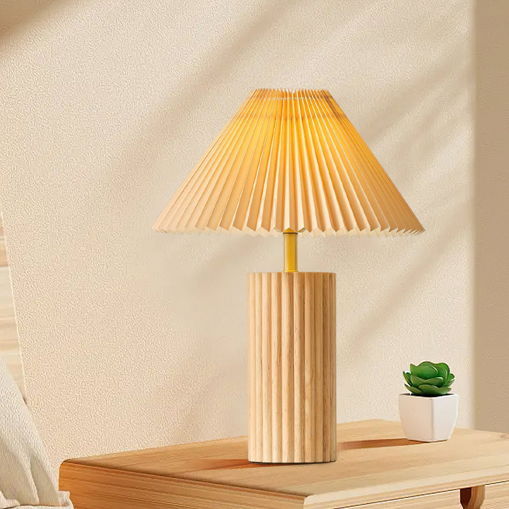 Ribbed Base Pleated Cone Table Lamp