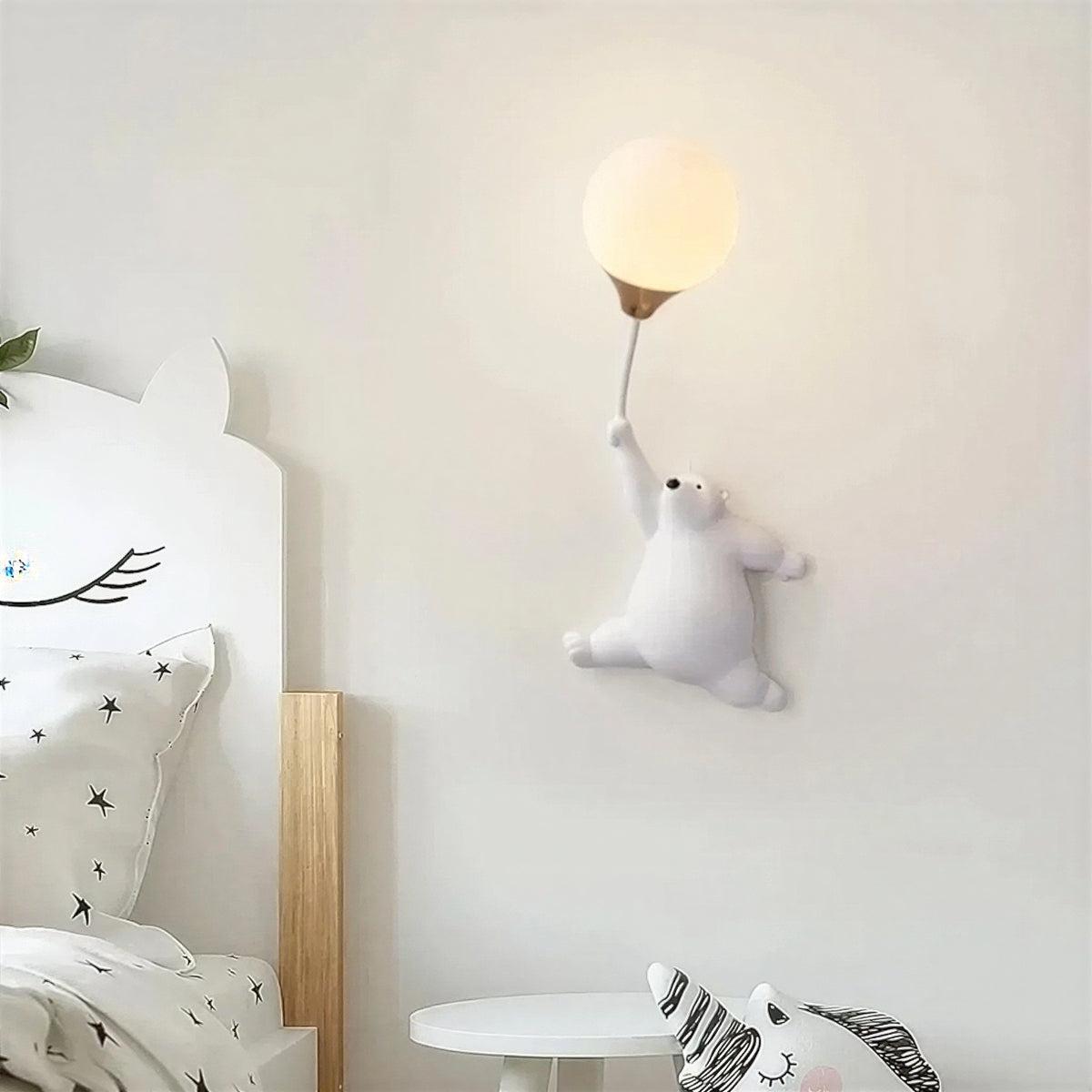 Nursery Night Light Wall Lamp for Kids Room with Polar Bear Design