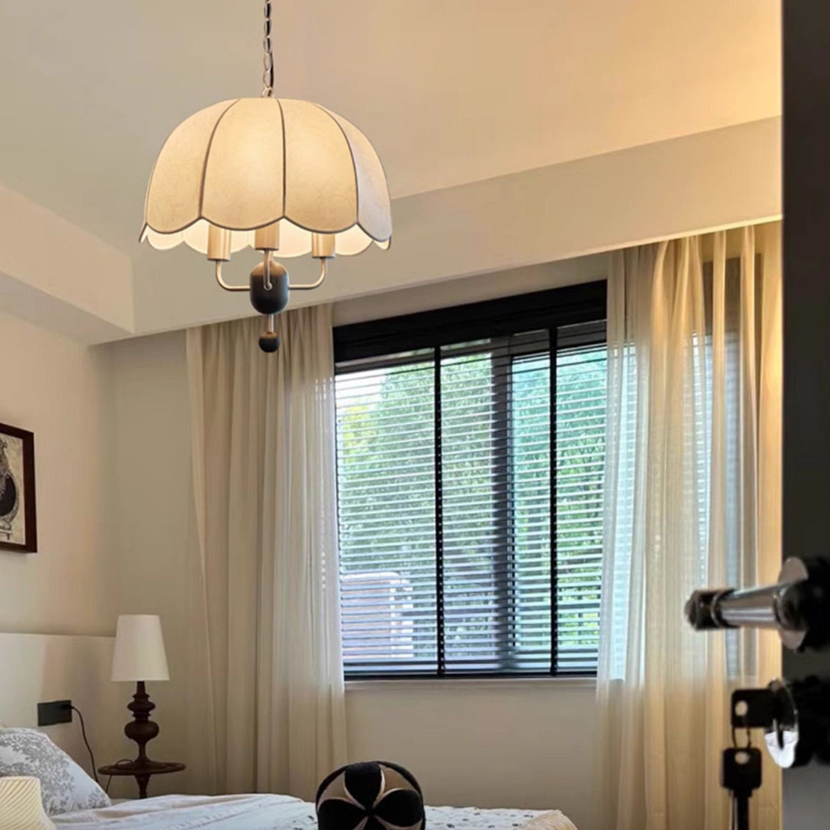 Scalloped Fabric Dome Pendant Lamp