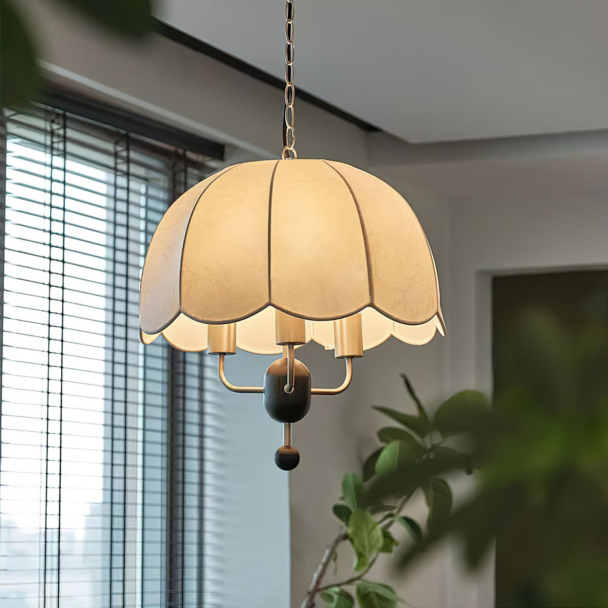 Scalloped Fabric Dome Pendant Lamp