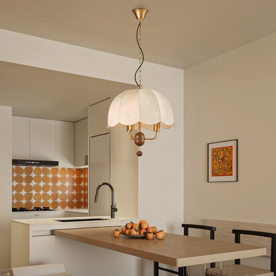 Scalloped Fabric Dome Pendant Lamp