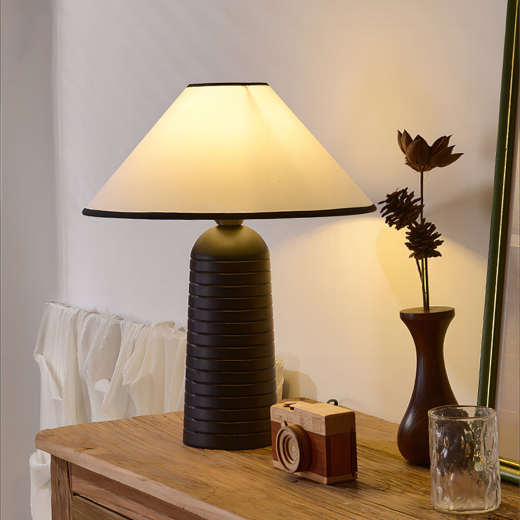 Ridged Base Empire Shade Table Lamp