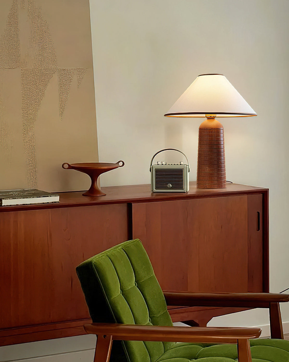 Ridged Base Empire Shade Table Lamp