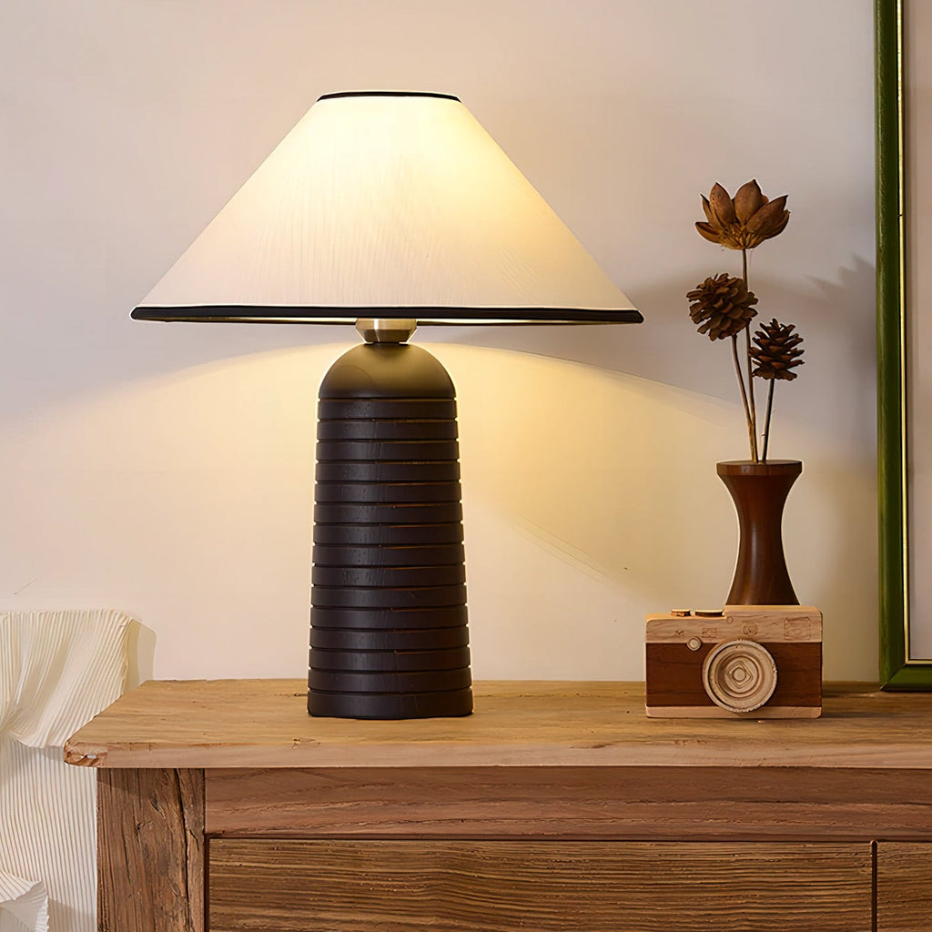 Ridged Base Empire Shade Table Lamp