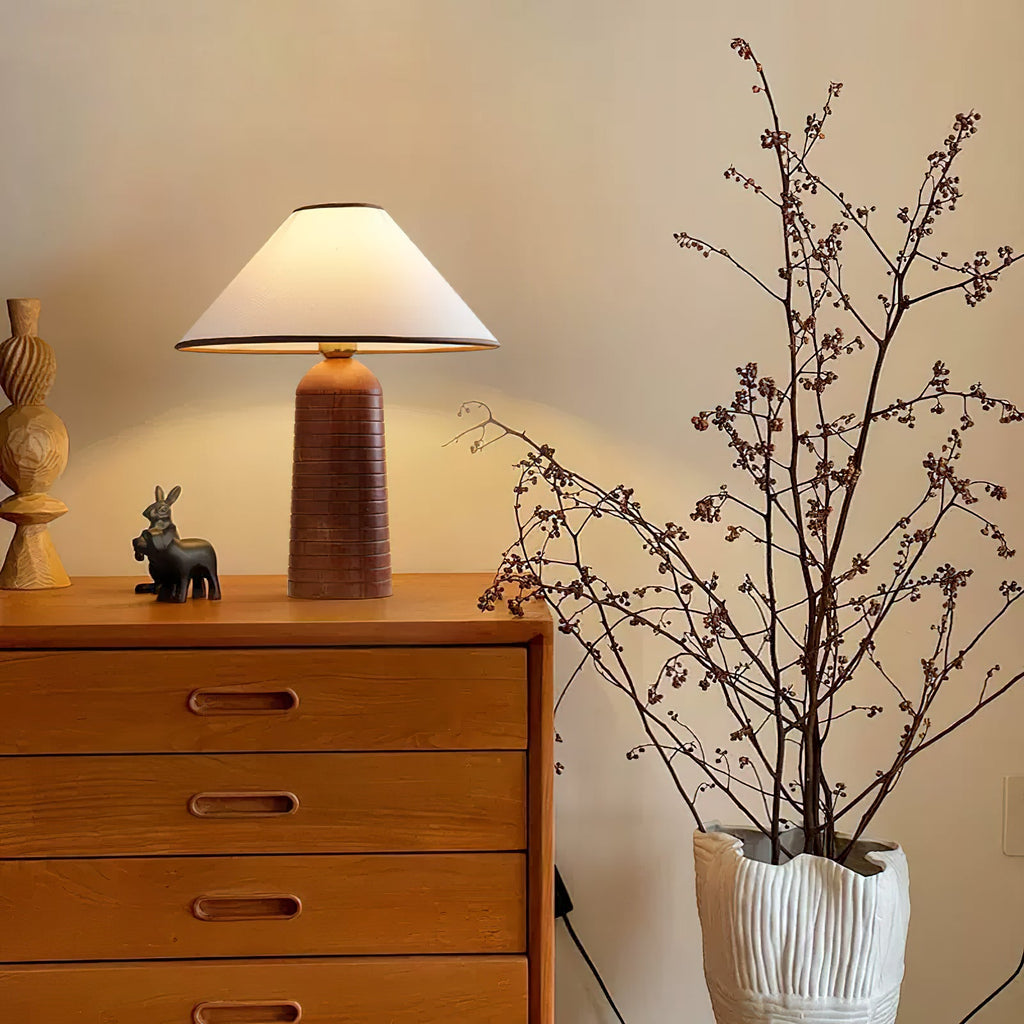 Ridged Base Empire Shade Table Lamp