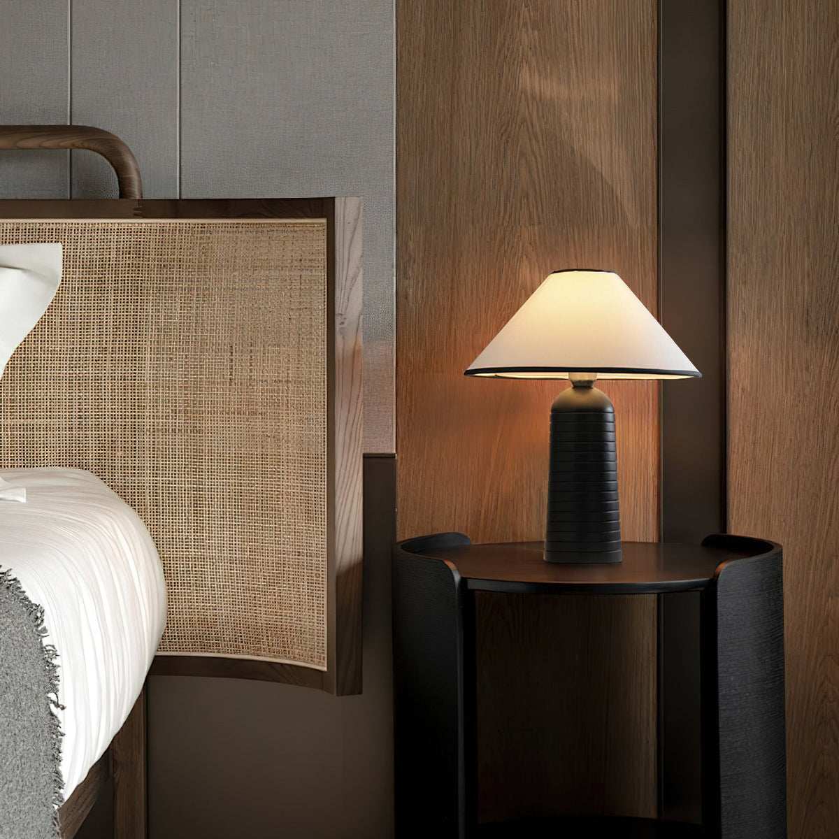 Ridged Base Empire Shade Table Lamp
