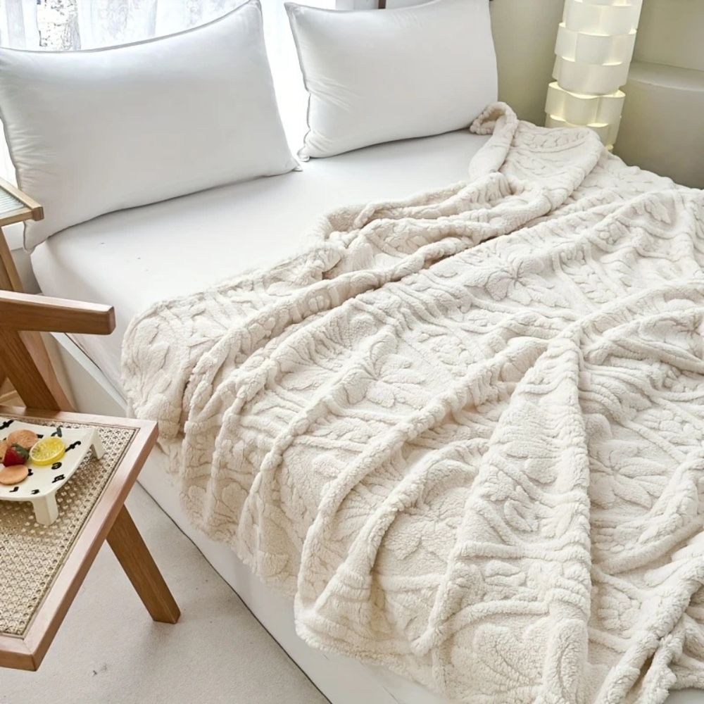 French-Weave Jacquard Fleece Blanket
