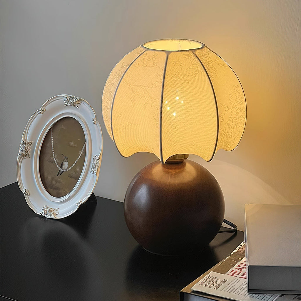 Paneled Petal Shade Walnut Table Lamp