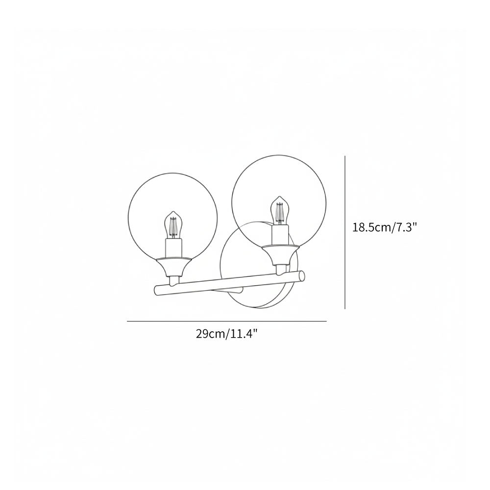 Ribbed Clear Glass Globe Brass Wall Light