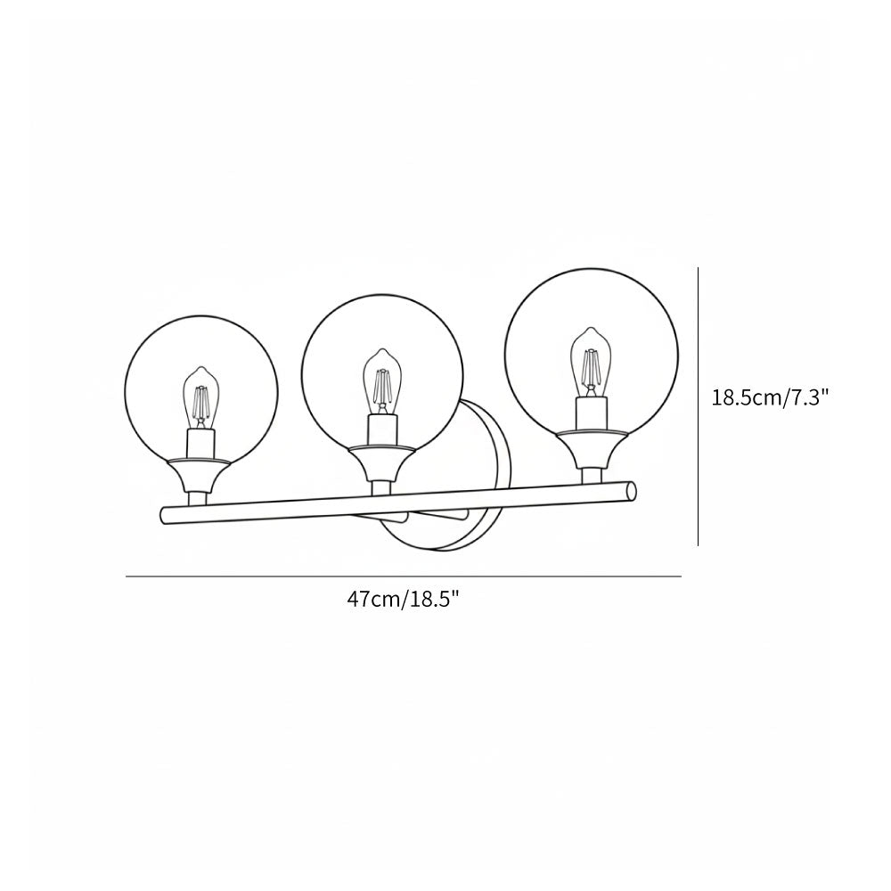Ribbed Clear Glass Globe Brass Wall Light
