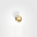 Ribbed Clear Glass Globe Brass Wall Light