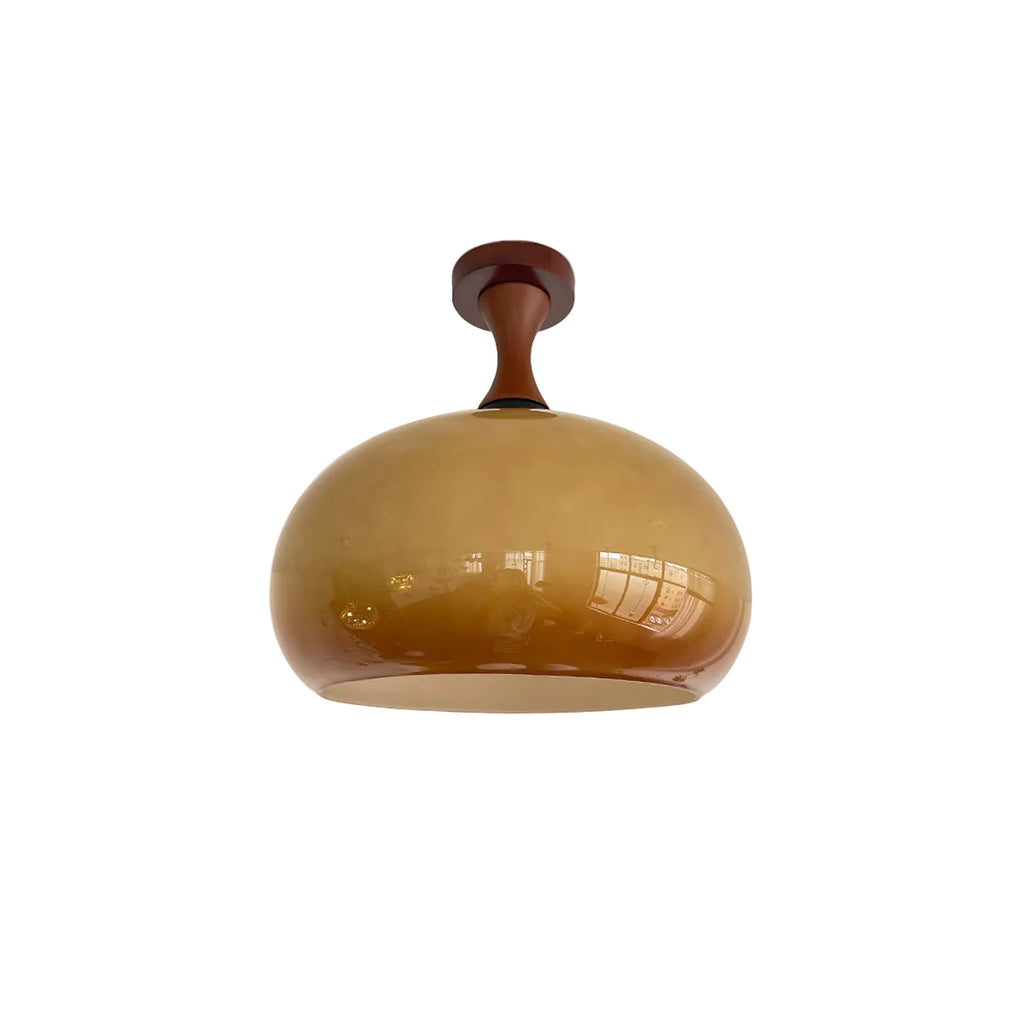 Caramel Glass Walnut Dome Ceiling Light