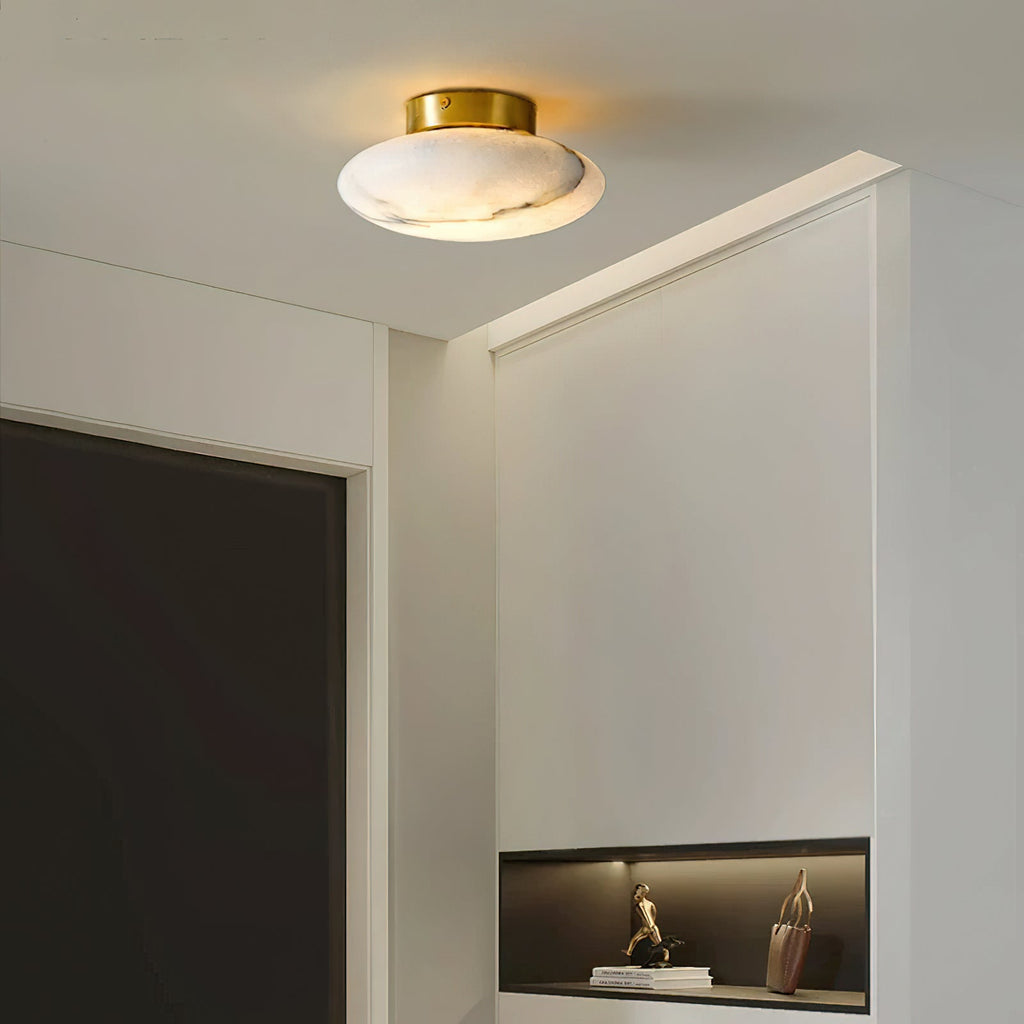 Shallow Alabaster Dome Flush Ceiling Light