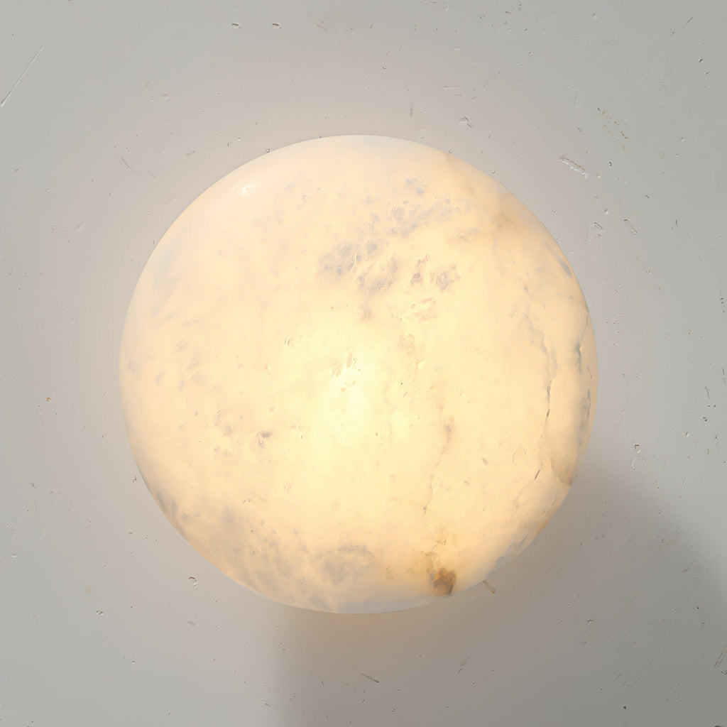 Shallow Alabaster Dome Flush Ceiling Light