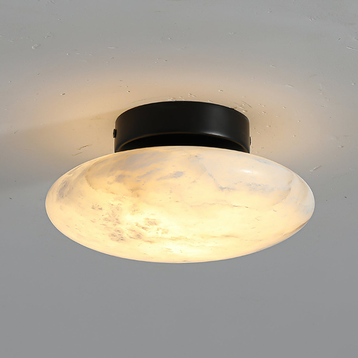 Shallow Alabaster Dome Flush Ceiling Light