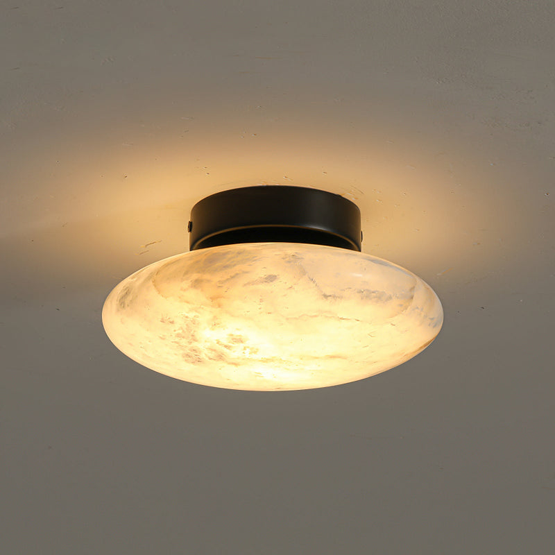 Shallow Alabaster Dome Flush Ceiling Light