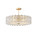 Textured Glass Brass Drum Pendant Light