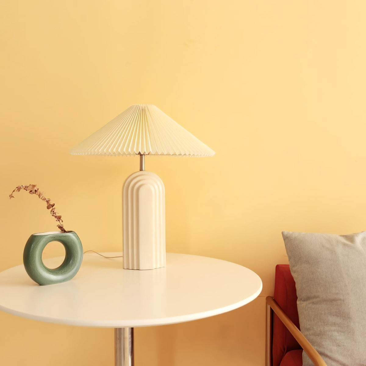 Ribbed Ceramic Pleated Shade Table Lamp