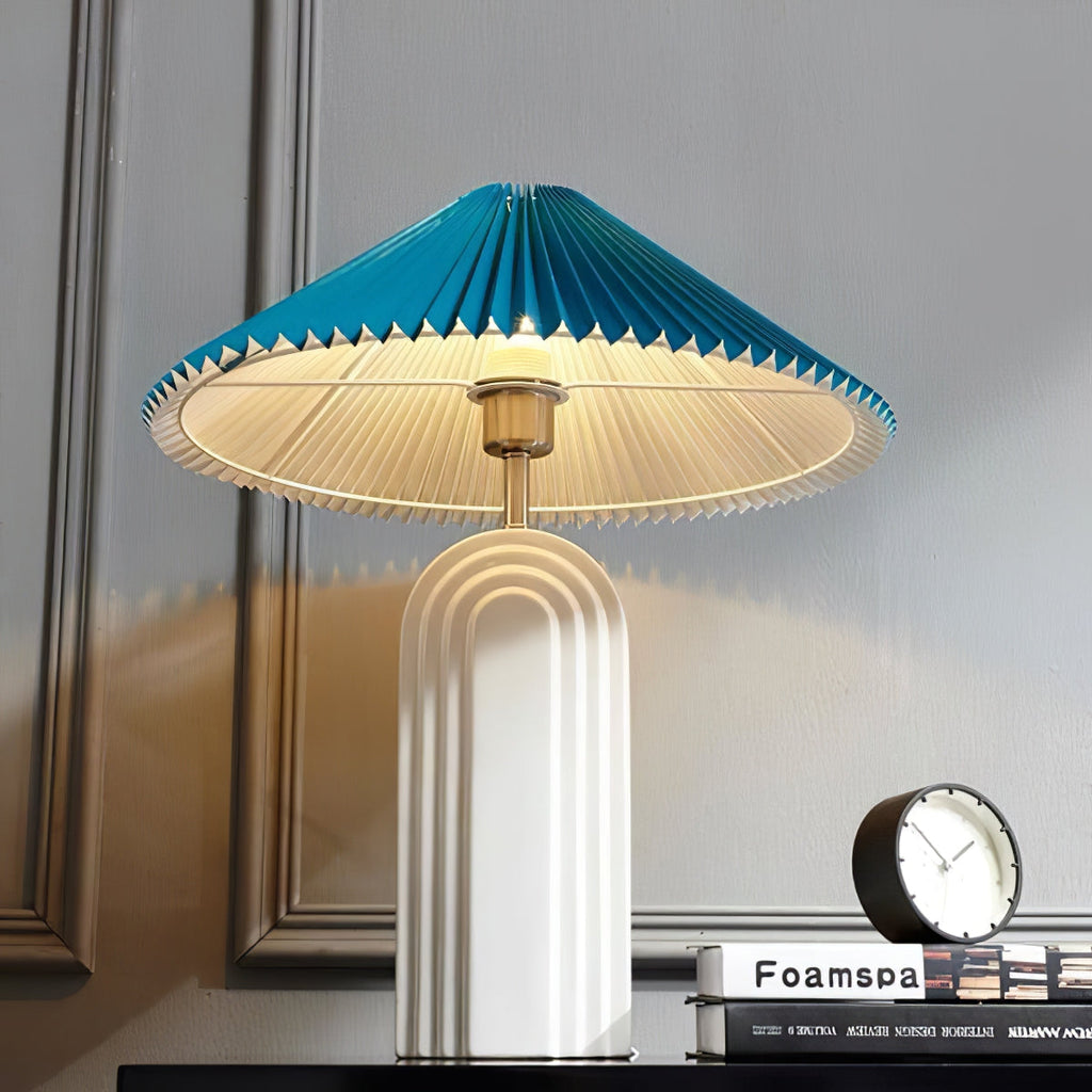 Ribbed Ceramic Pleated Shade Table Lamp