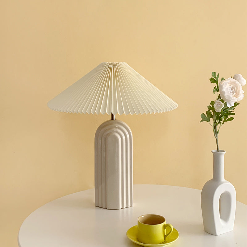 Ribbed Ceramic Pleated Shade Table Lamp