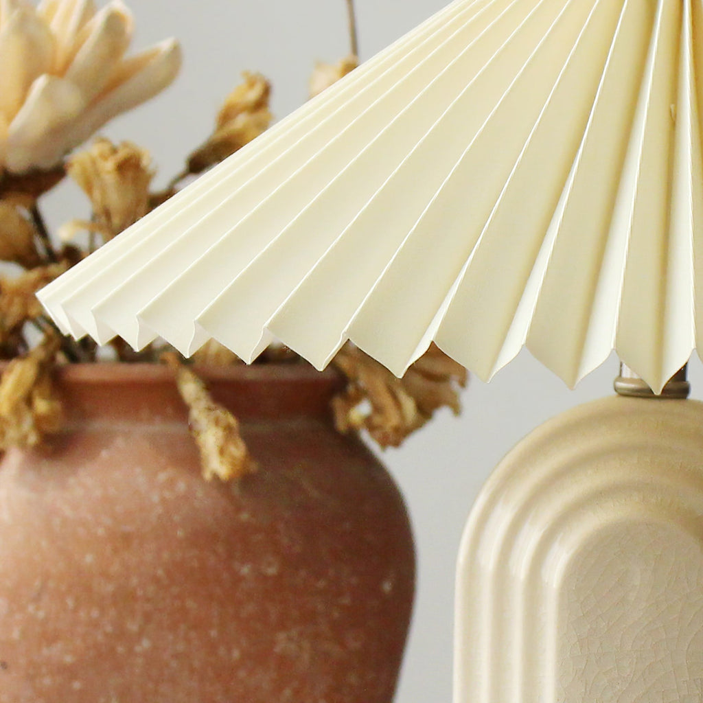 Ribbed Ceramic Pleated Shade Table Lamp
