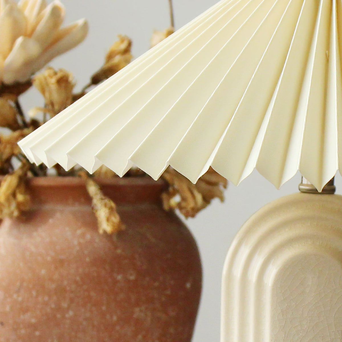 Ribbed Ceramic Pleated Shade Table Lamp