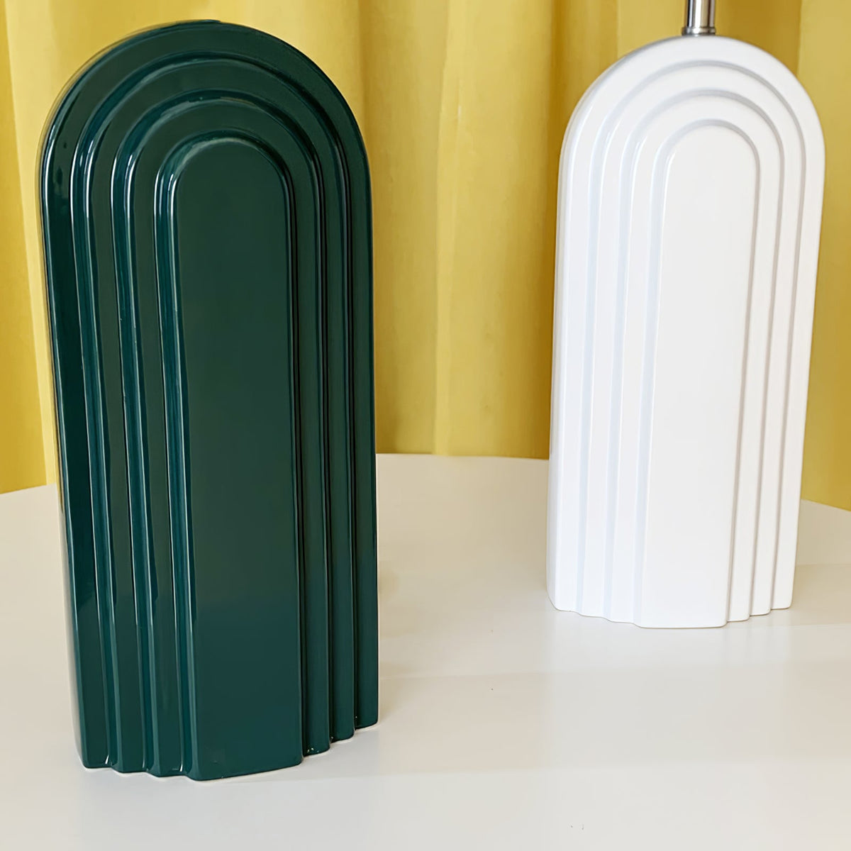 Ribbed Ceramic Pleated Shade Table Lamp