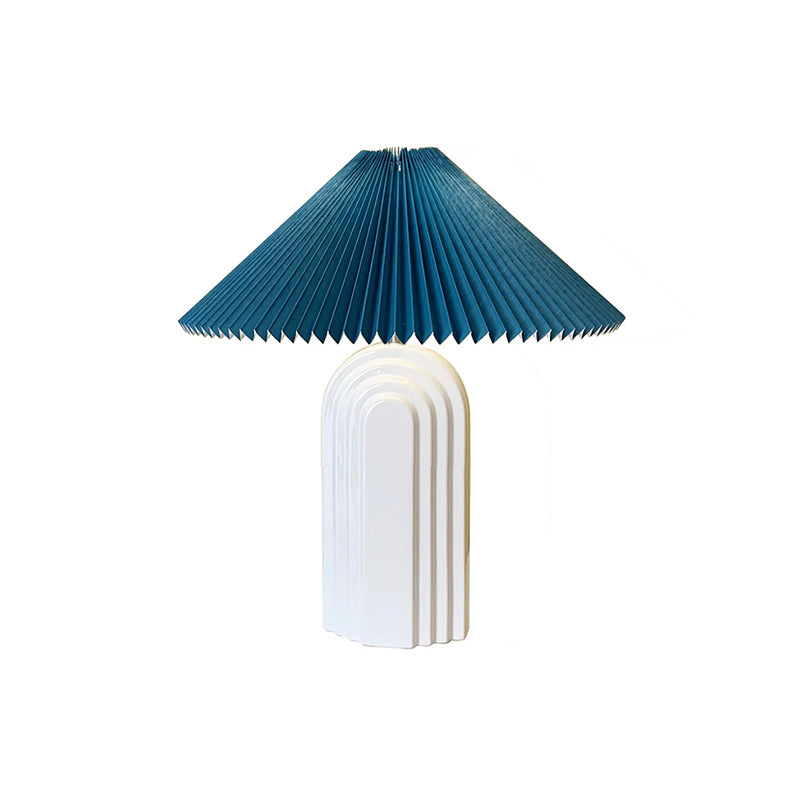 Ribbed Ceramic Pleated Shade Table Lamp