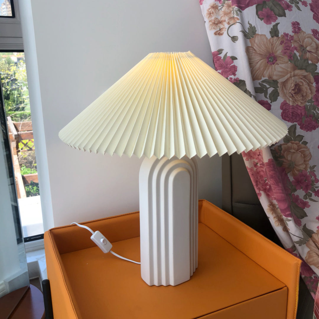 Ribbed Ceramic Pleated Shade Table Lamp