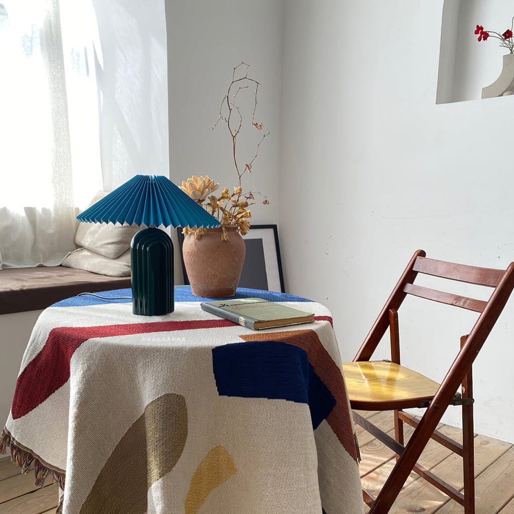 Ribbed Ceramic Pleated Shade Table Lamp
