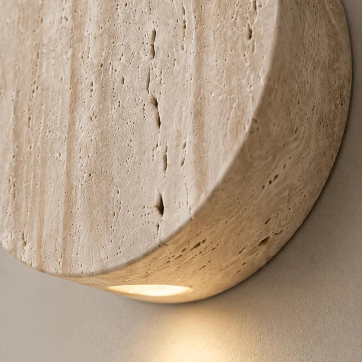 Round Stone Wall Sconce Lighting Fixture With Minimalist Design
