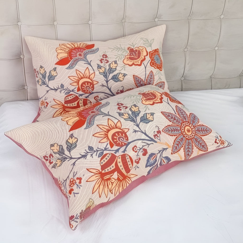 Rustic Floral Cotton Pillowcase Set of 2