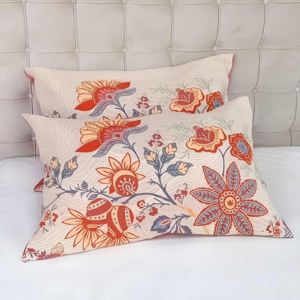 Rustic Floral Cotton Pillowcase Set of 2