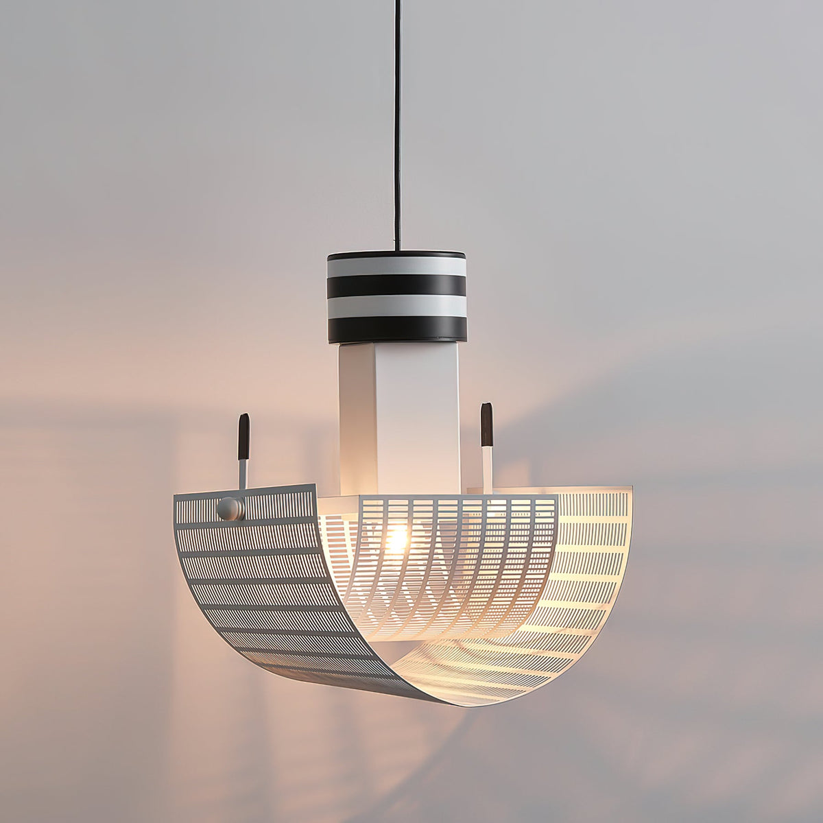 Striped Bowl Perforated Shade Pendant Lamp