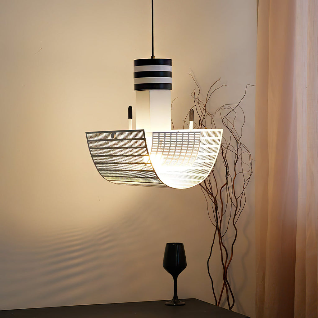 Striped Bowl Perforated Shade Pendant Lamp